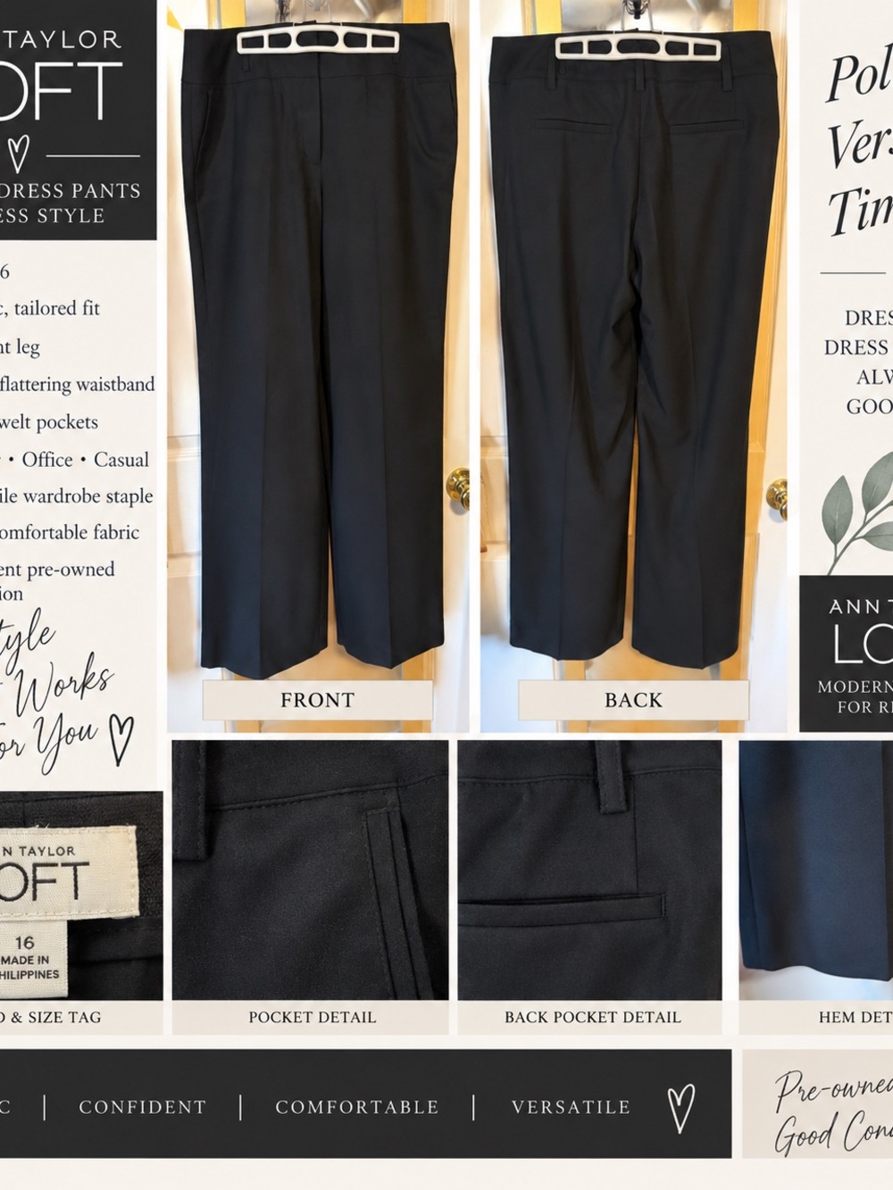 LOFT Black Men's Dress Pants - Straight Leg